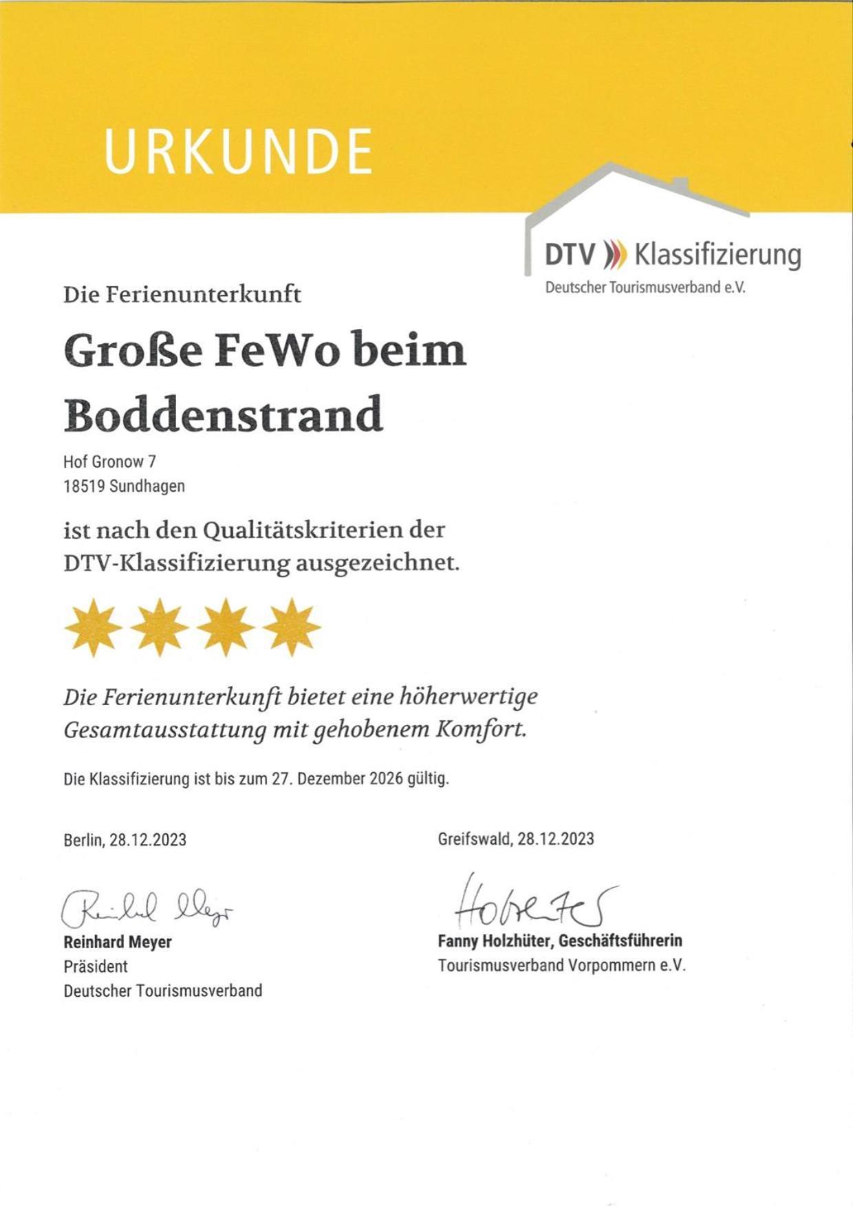 Grosse 4 Sterne Ferienwohnung Beim Boddenstrand Sundhagen-Niederhof Extérieur photo